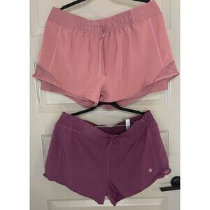 MPG brand new Women’s SET of TWO Athletic Drawstring Shorts Size XL Purple Pink
